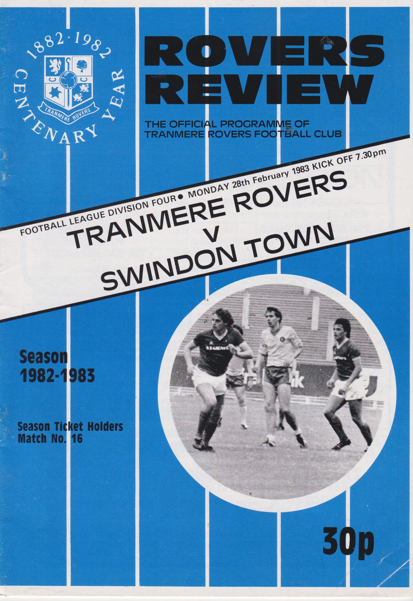 Tranmere Rovers v Swindon Town match programme